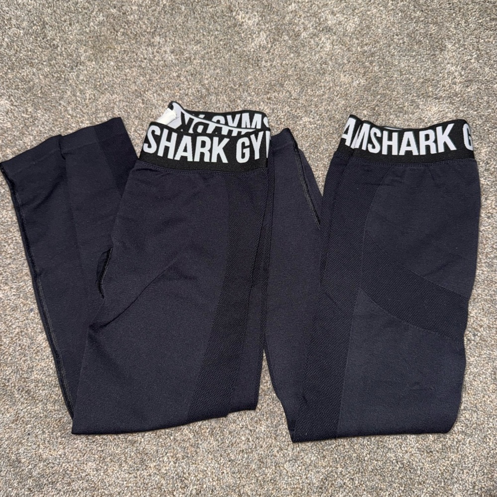 Gymshark Black Leggings with Logo Waistband